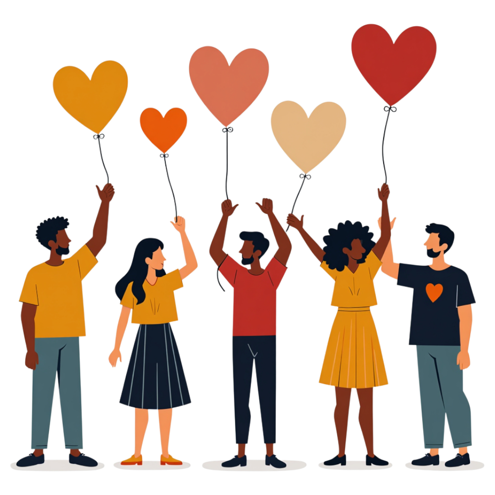 Diverse Community Celebrating Unity & Love with Heart Balloons - Inclusivity & Support Concept - Universal Human Rights Month 13