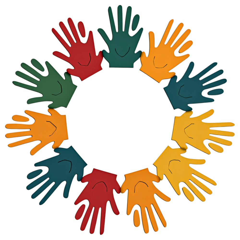 Diverse Handprints in a Circle Representing Global Unity and Community - Universal Human Rights Month 16