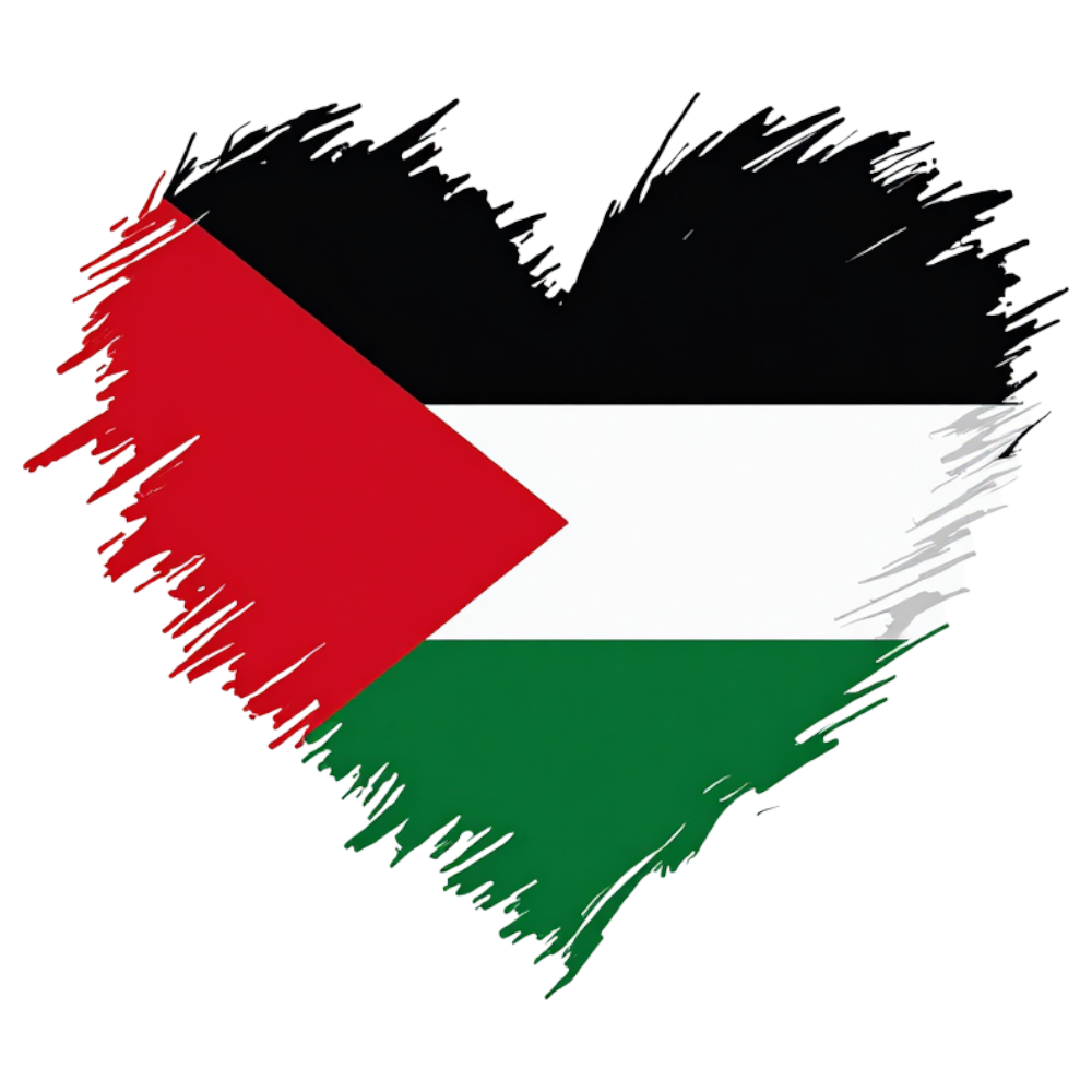 Palestine Flag in Brushstroke Heart Shape - National Symbol and Patriotism Concept - Universal Human Rights Month 22