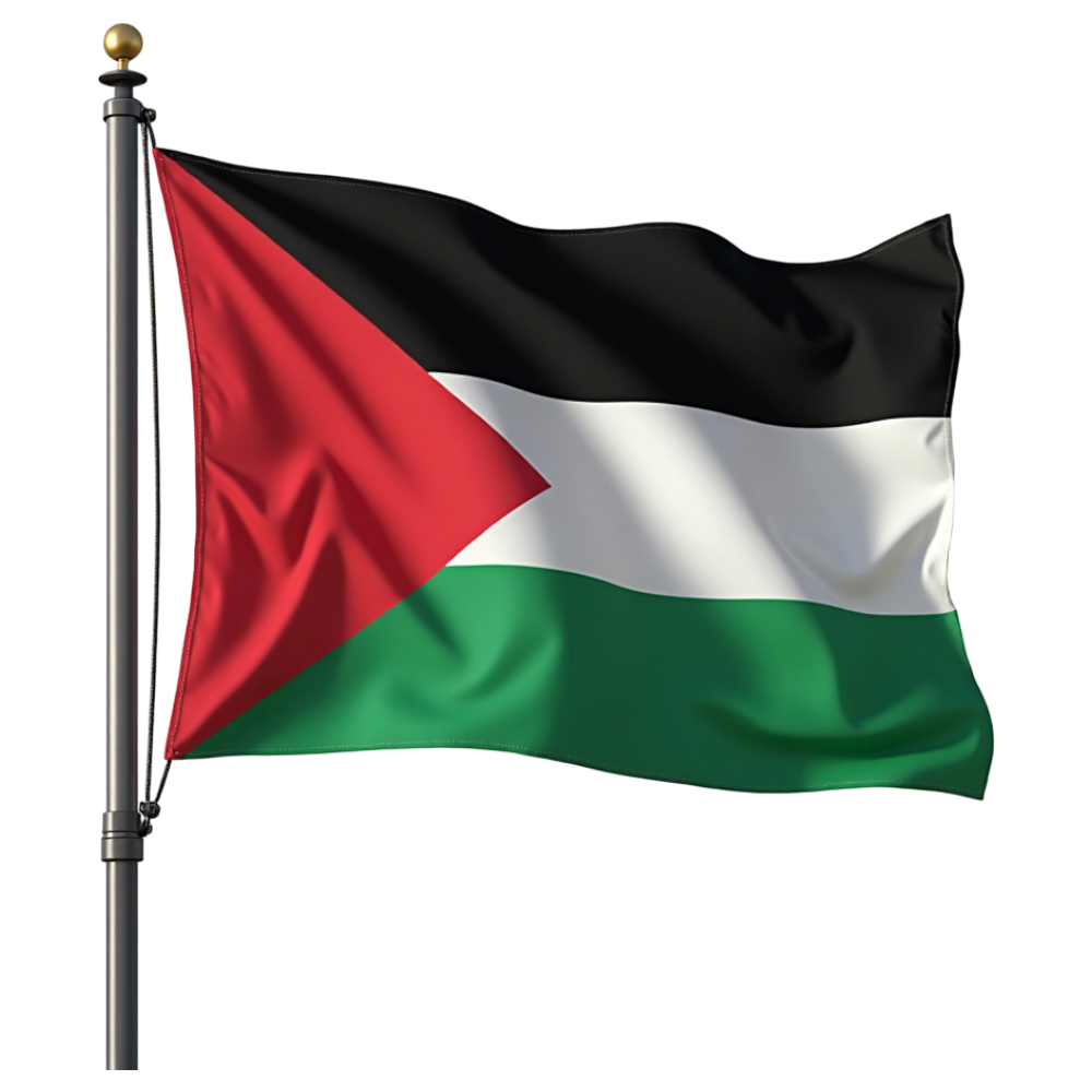 Palestine Flag Waving on Pole. National Symbolism, Identity, Middle East Nation. - Universal Human Rights Month 23