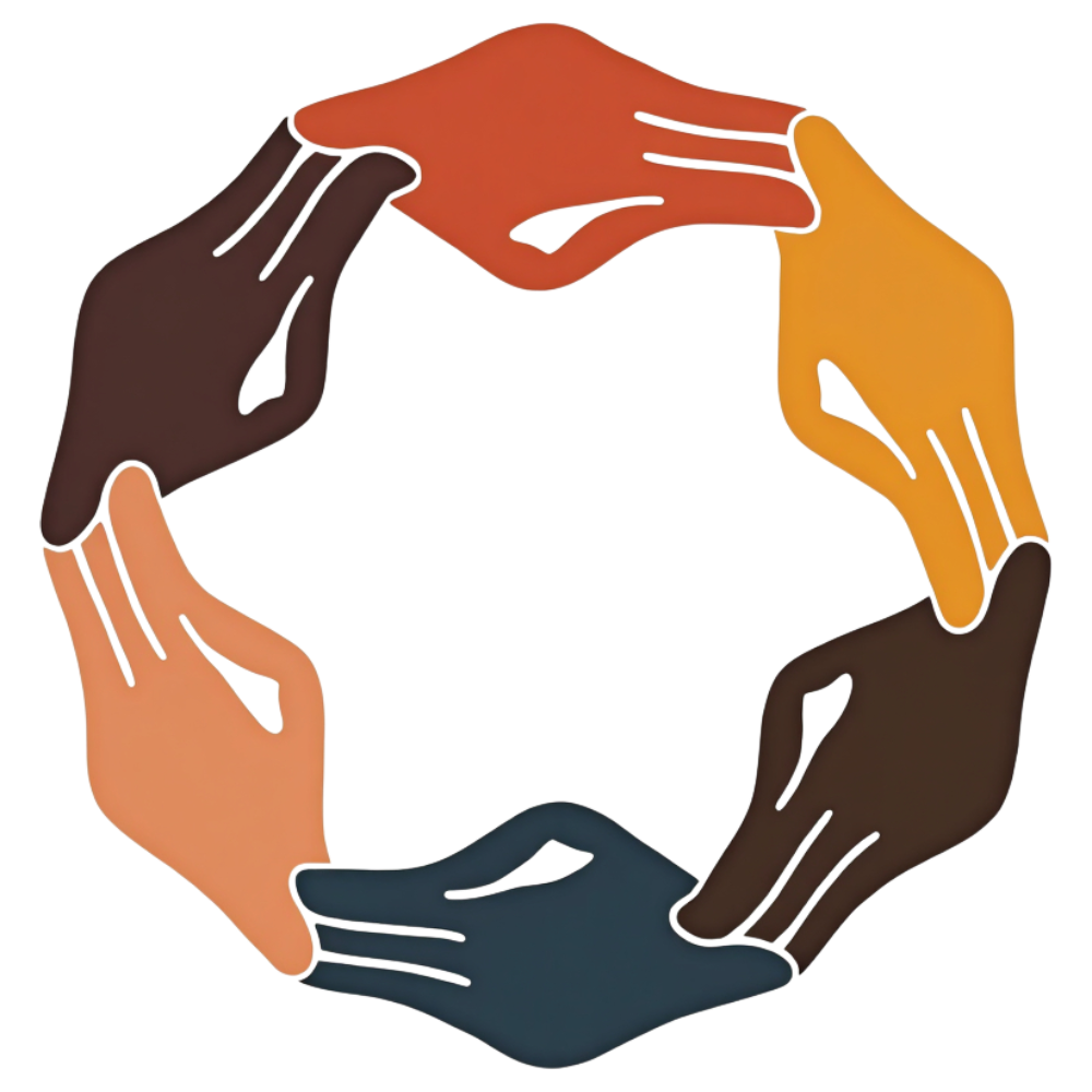 Diverse Hands Forming a Circle of Unity, Community, and Global Connection - Universal Human Rights Month 24