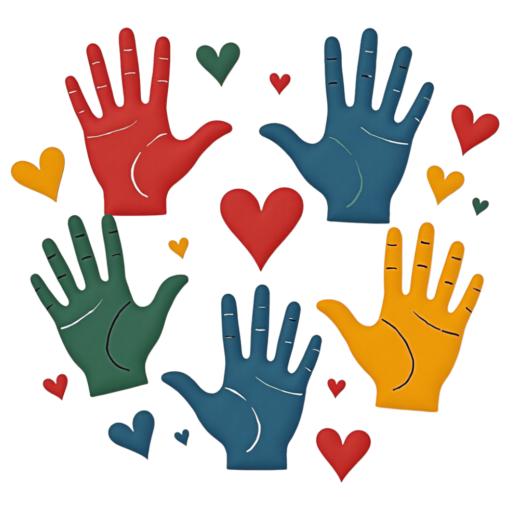 Diverse Hands and Hearts Unity Illustration - Universal Human Rights Month 6