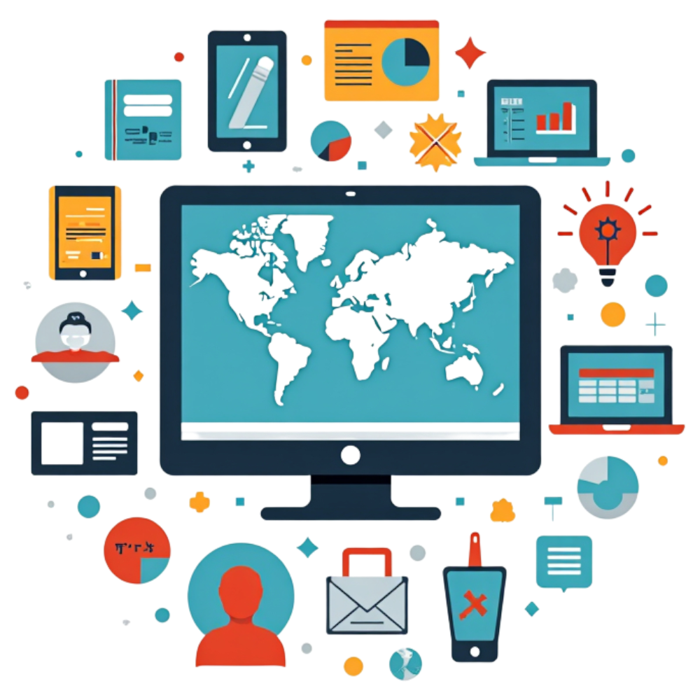 Connected World: Digital Business Solutions, Data Analysis, and Global Communication. - World Computer Literacy Day 11