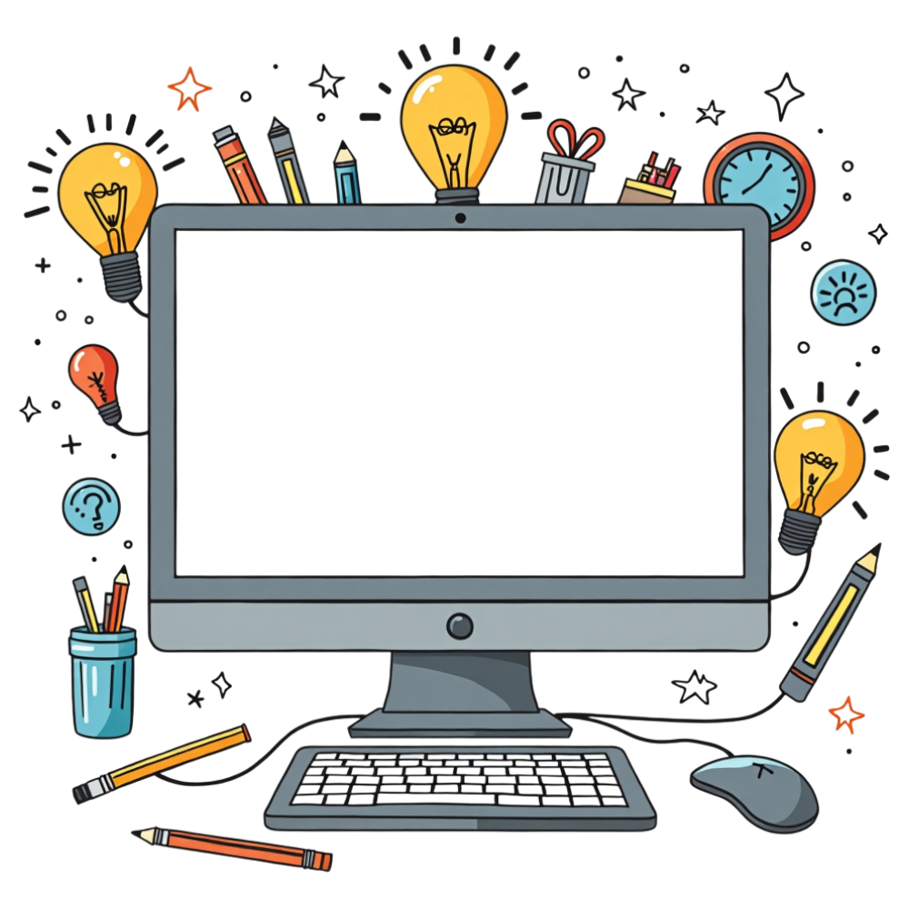 Digital Idea Generation: Computer Monitor, Lightbulbs, & Creative Tools for Design & Learning - World Computer Literacy Day 15