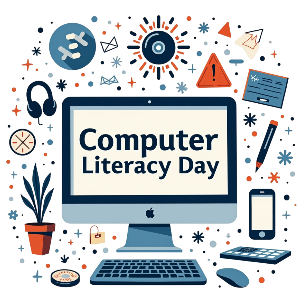 Computer Literacy Day Concept with Digital Devices and Learning Icons - World Computer Literacy Day 18
