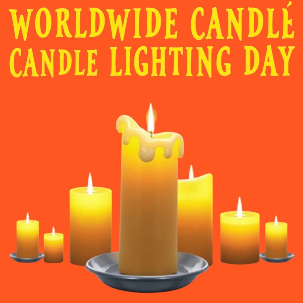 Worldwide Candle Lighting Day: Warm Glow from Lit Candles on Orange Background - Worldwide Candle Lighting Day 21