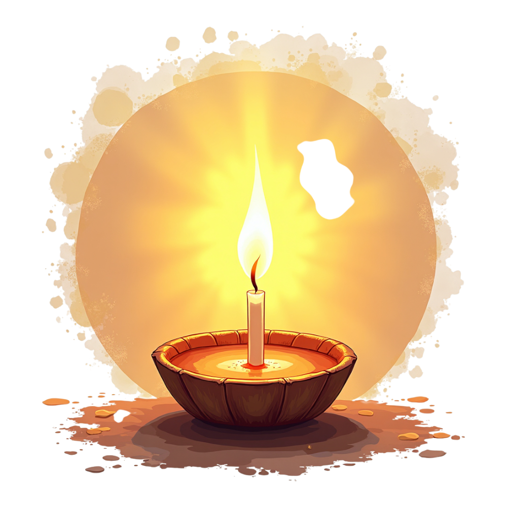 Traditional Lit Oil Lamp (Diya) with Glowing Aura for Festivals & Spirituality - Worldwide Candle Lighting Day 7