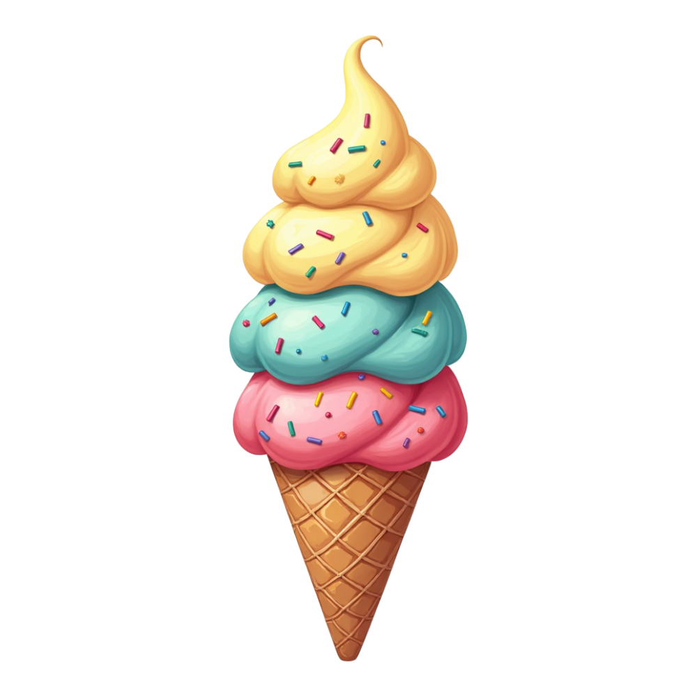 Vibrant Triple Scoop Ice Cream Cone with Colorful Sprinkles - National Ice Cream Day 10