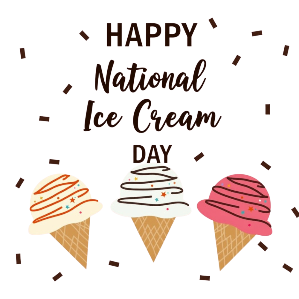 Happy National Ice Cream Day: Festive Illustration with Colorful Cones and Sprinkles - National Ice Cream Day 13