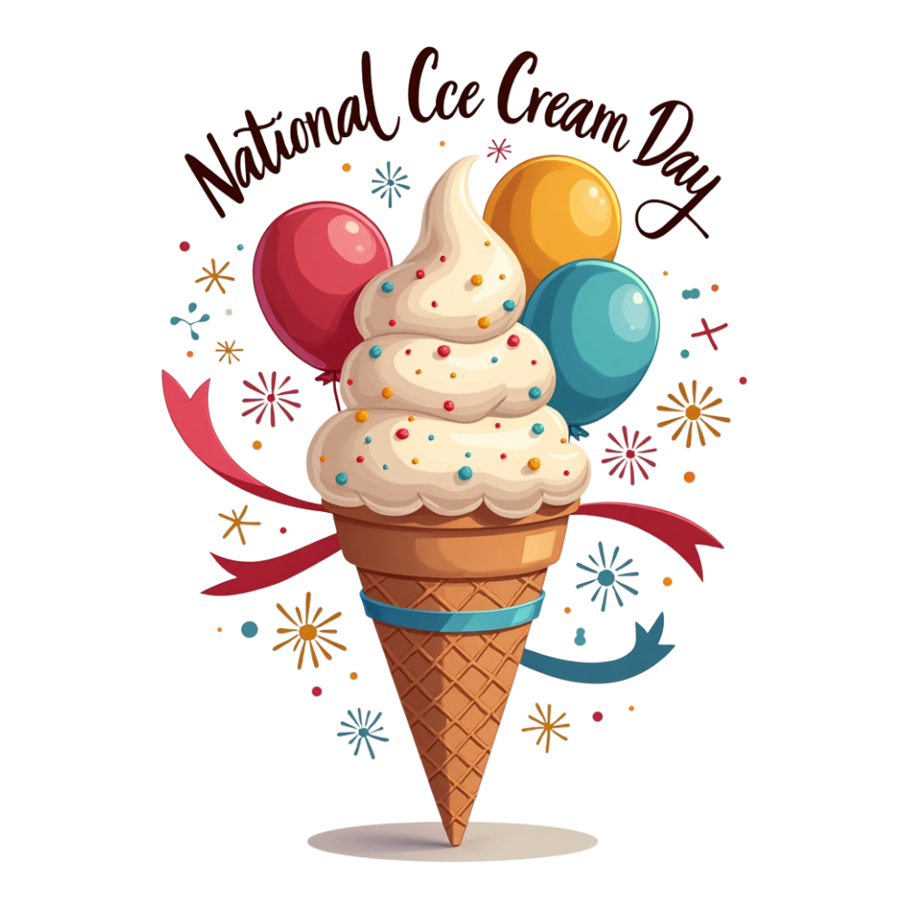 National Ice Cream Day Festive Dessert Cone with Sprinkles & Balloons - National Ice Cream Day 16