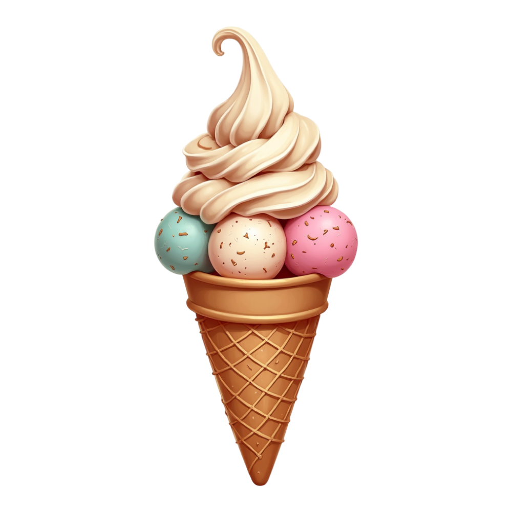 Sweet Soft Serve and Scoop Ice Cream Cone Illustration. Delicious Summer Dessert Refreshment. - National Ice Cream Day 8