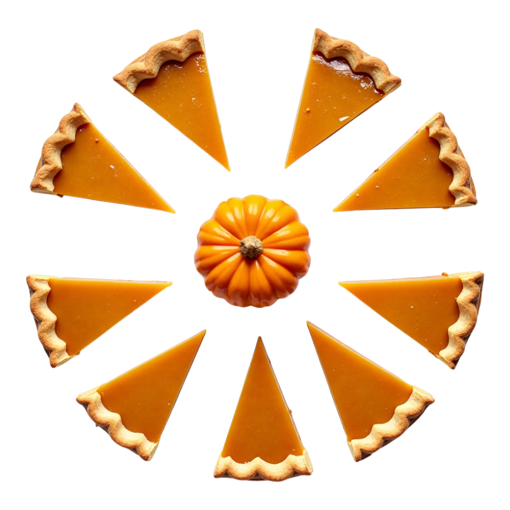 Autumn Pumpkin Pie Slices Circle Gourd Dessert Arrangement Dark Background - National Pumpkin Pie Day 1