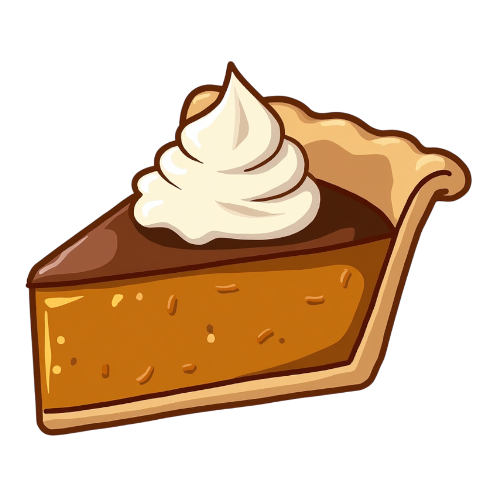 Cartoon Slice of Dessert Pie with Whipped Cream - National Pumpkin Pie Day 10