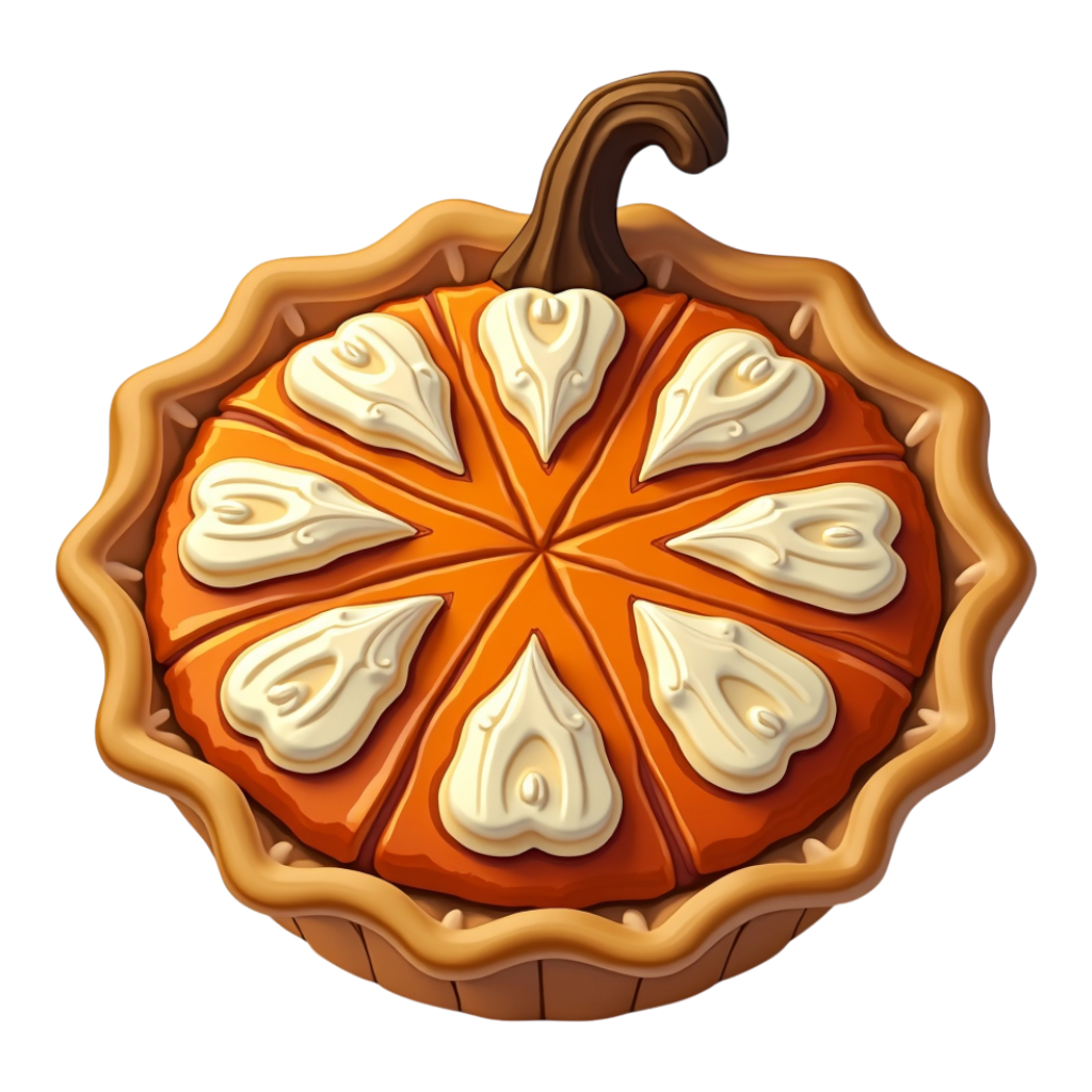 Stylized Pumpkin Pie Slices with Whipped Cream Topping Isolated - National Pumpkin Pie Day 4