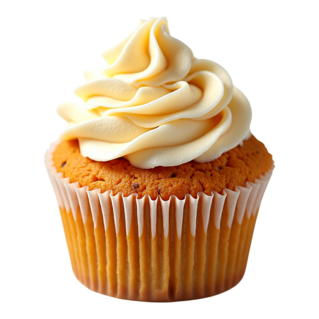 Sweet Vanilla Cupcake with Creamy Yellow Frosting. Tasty Dessert Isolated on Dark Background. - National Pumpkin Pie Day 5