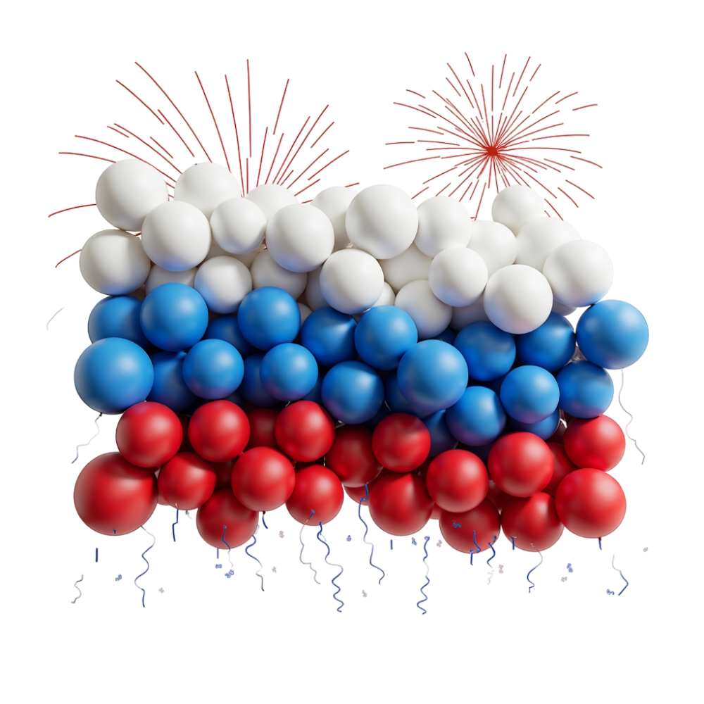 Russian Flag Spheres with Fireworks & Confetti. Patriotic Celebration Design. - Slovenia Independence Day 11