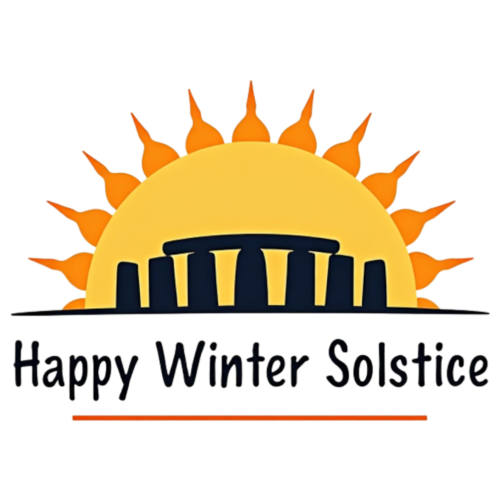 Happy Winter Solstice Sun and Stonehenge Greeting Graphic - Winter Solstice 1