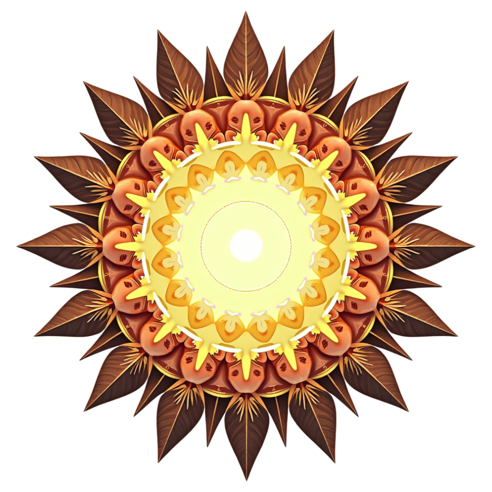 Vibrant Radial Mandala Pattern with Warm Yellow and Brown Tones on Black Background - Winter Solstice 20