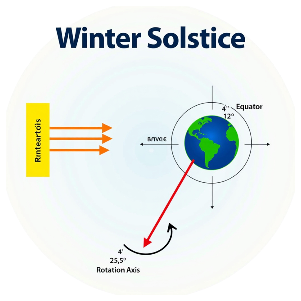 Winter Solstice Earth Diagram with Axial Tilt - Winter Solstice 24