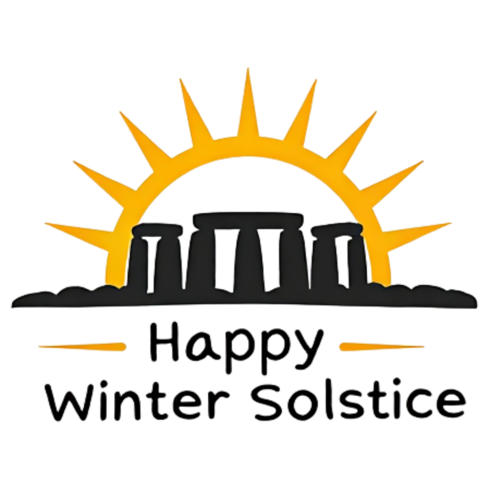 Happy Winter Solstice Greeting with Stonehenge Silhouette and Sunrise Icon - Winter Solstice 26