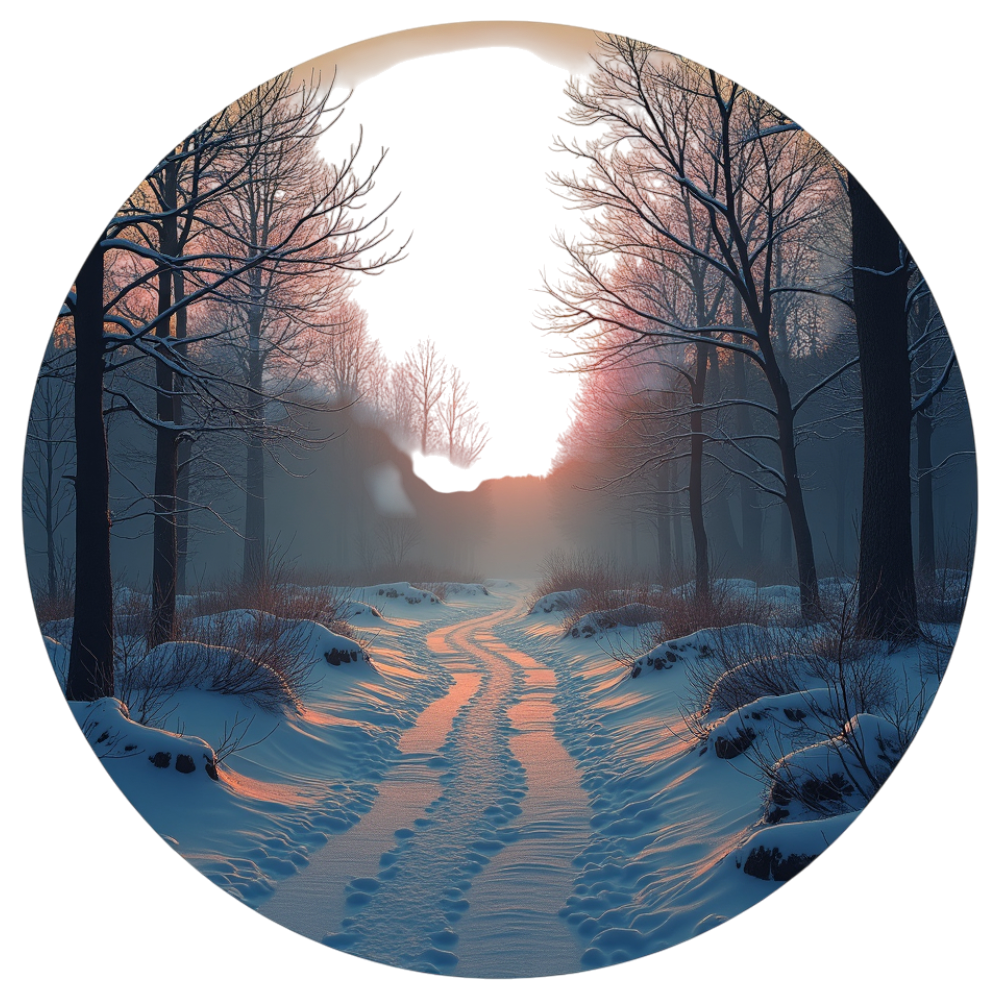 Misty Winter Path Through Forest in Golden Light - Winter Solstice 29