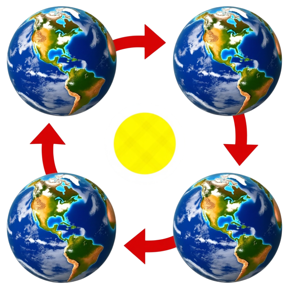 Earth Orbiting Sun Concept - Planetary Motion and Celestial Cycle Illustration for Science Education - Winter Solstice 33