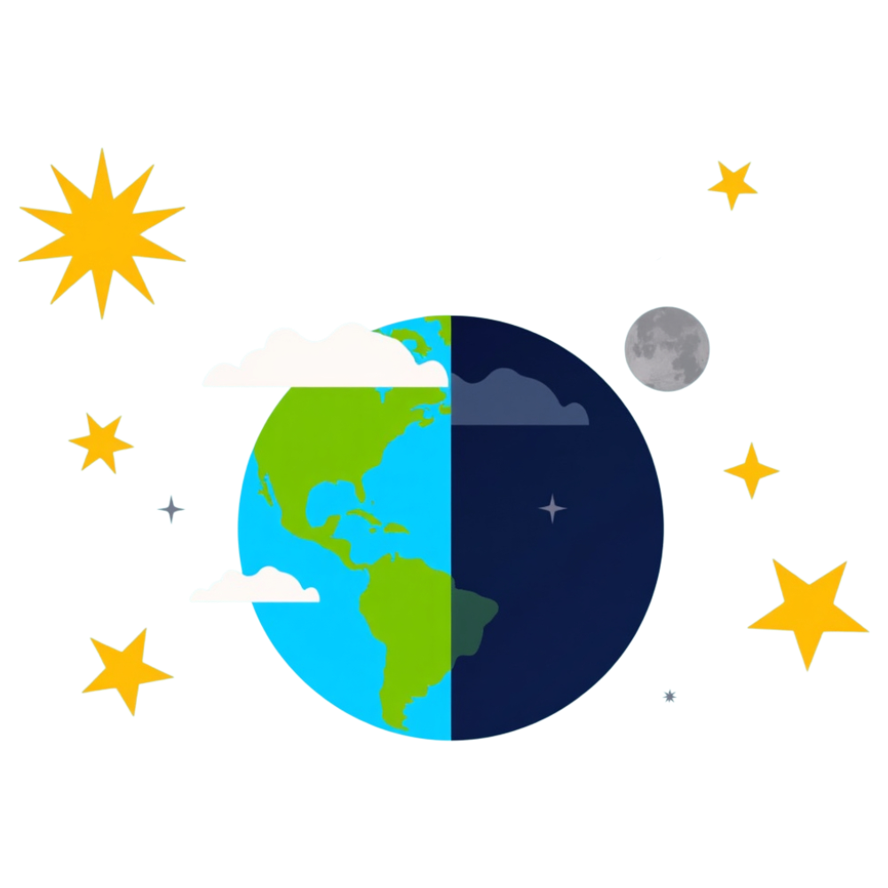 Earth Day and Night Cycle Flat Design Illustration - Winter Solstice 36