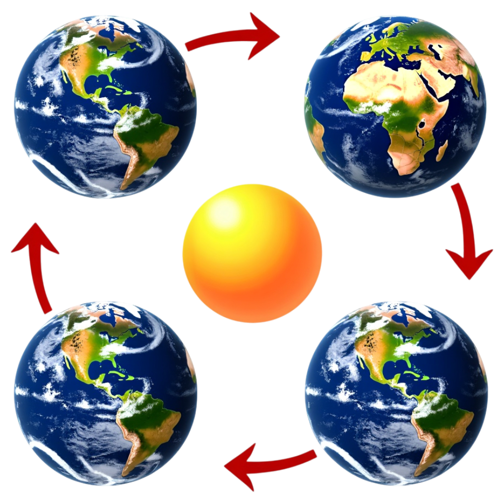 Earth's Orbital Path Around the Sun with Arrows - Winter Solstice 8