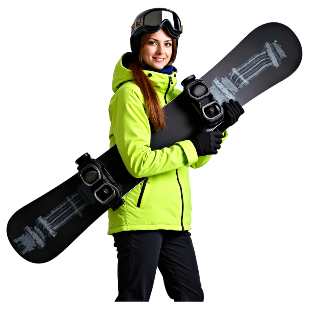 Female Snowboarder Posing with Board in Winter Sport Attire - World Snowboard Day 15