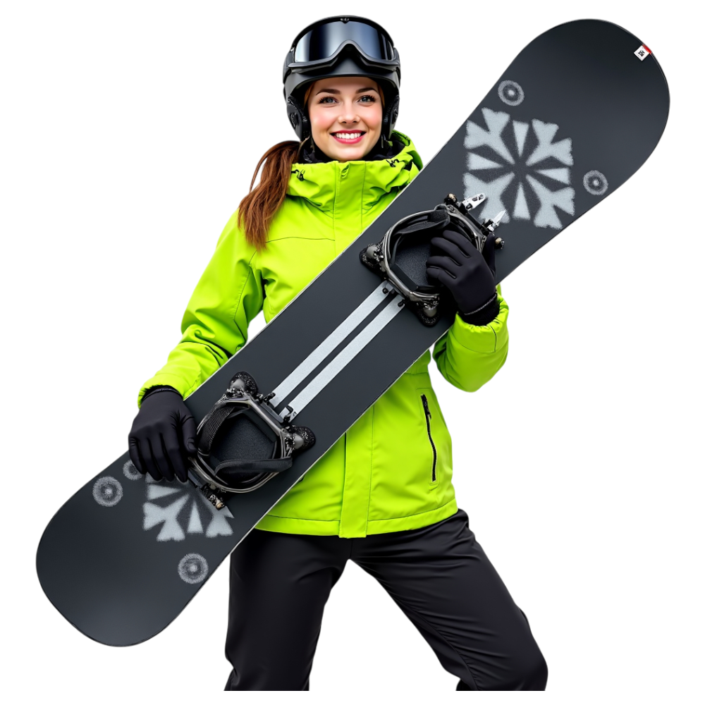 Smiling Woman with Snowboard in Winter Gear - World Snowboard Day 26