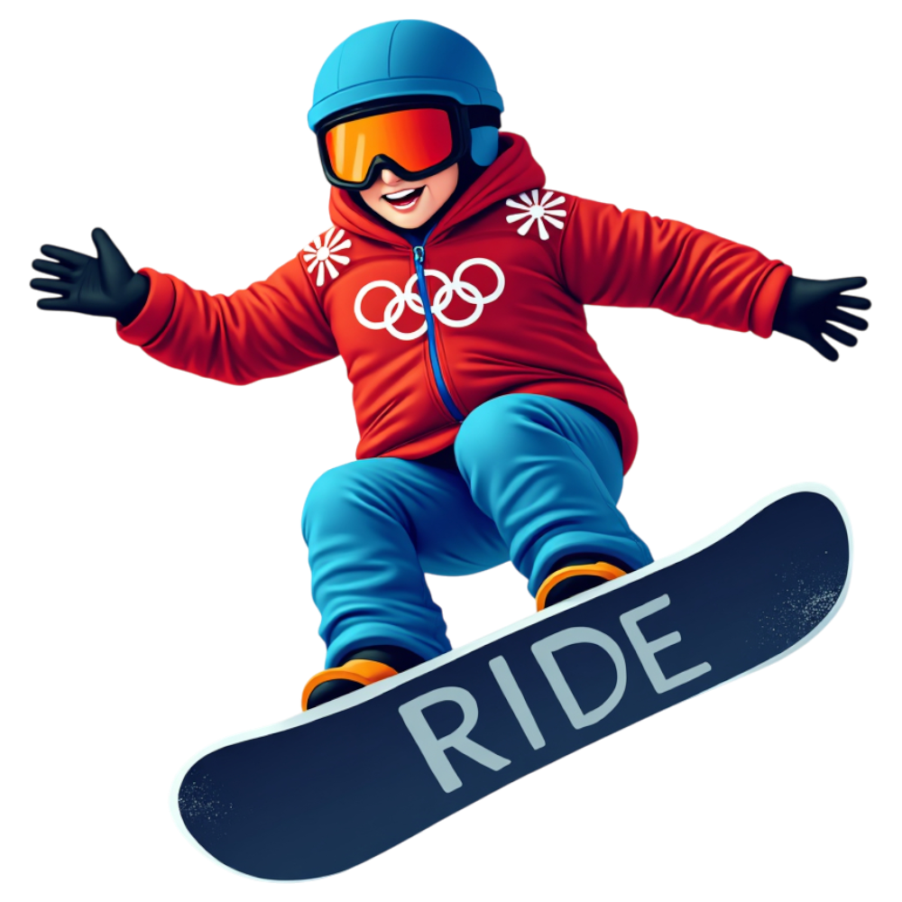 Youth Snowboarder in Mid-Air, Olympic Rings Winter Sport Illustration - World Snowboard Day 31