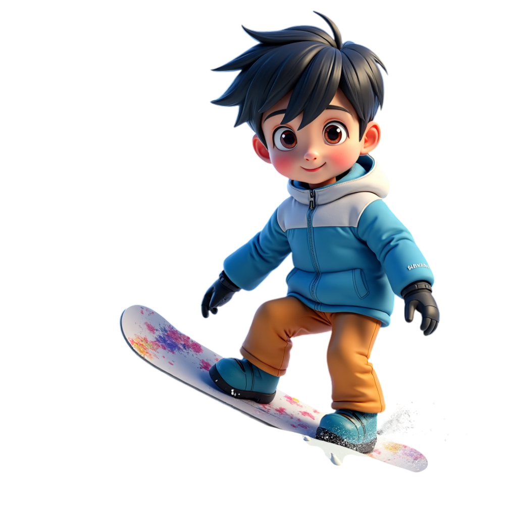 Animated Young Boy Snowboarding. Winter Sport Fun. - World Snowboard Day 4
