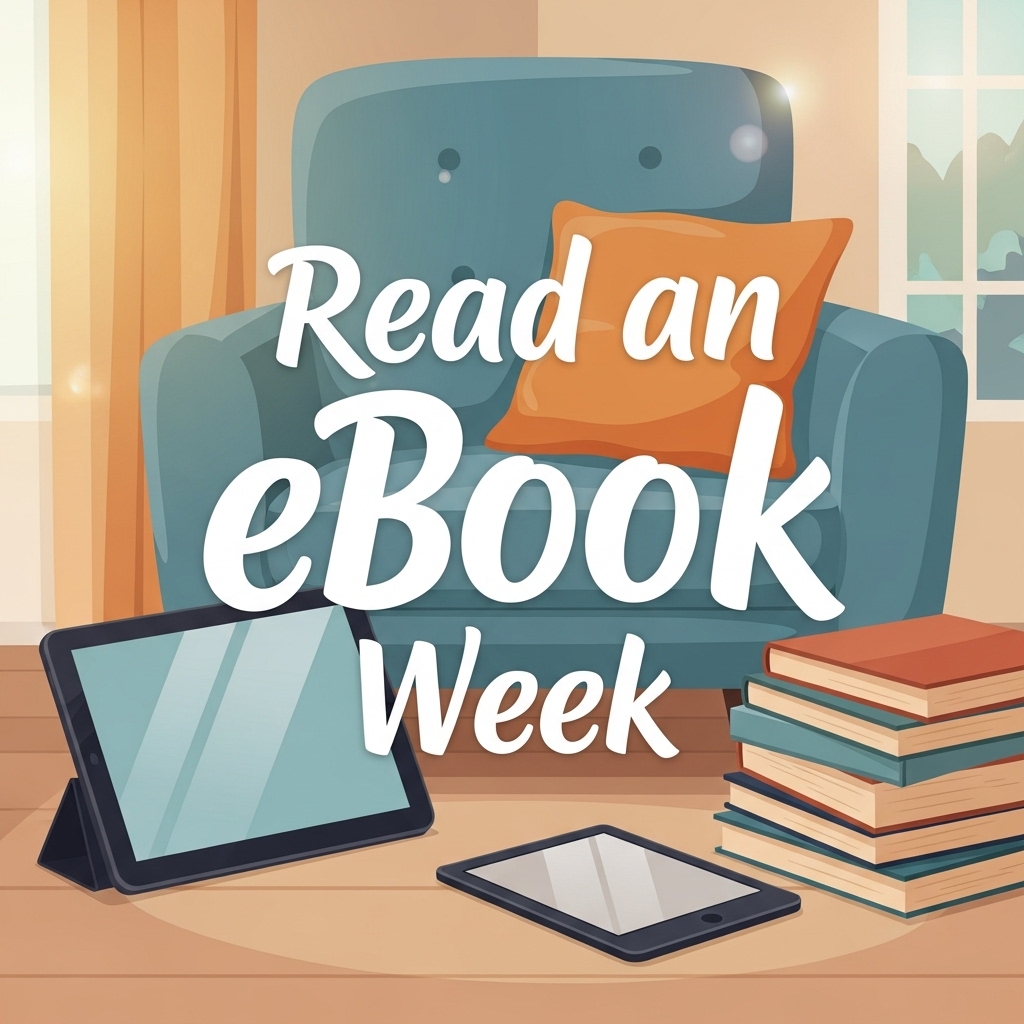 Read an eBook Week: Cozy Reading Nook with Digital Tablets and Traditional Books Illustration - Featured Image 34