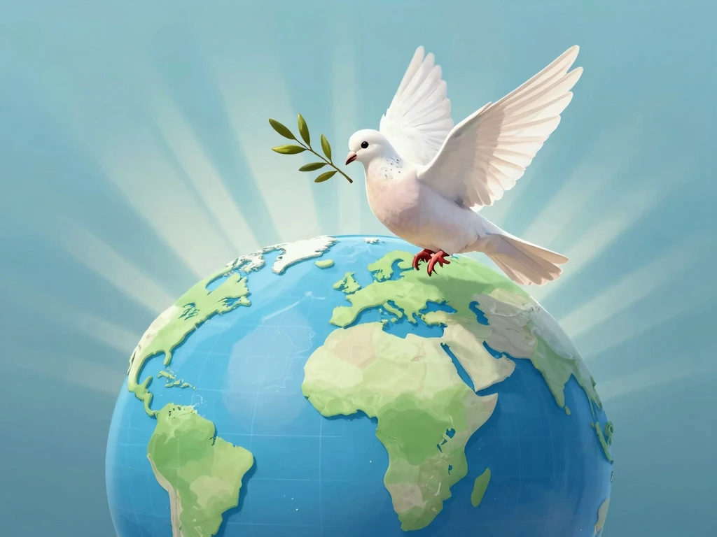 Symbol of Global Peace: White Dove with Olive Branch on World Globe - Feature Image 14