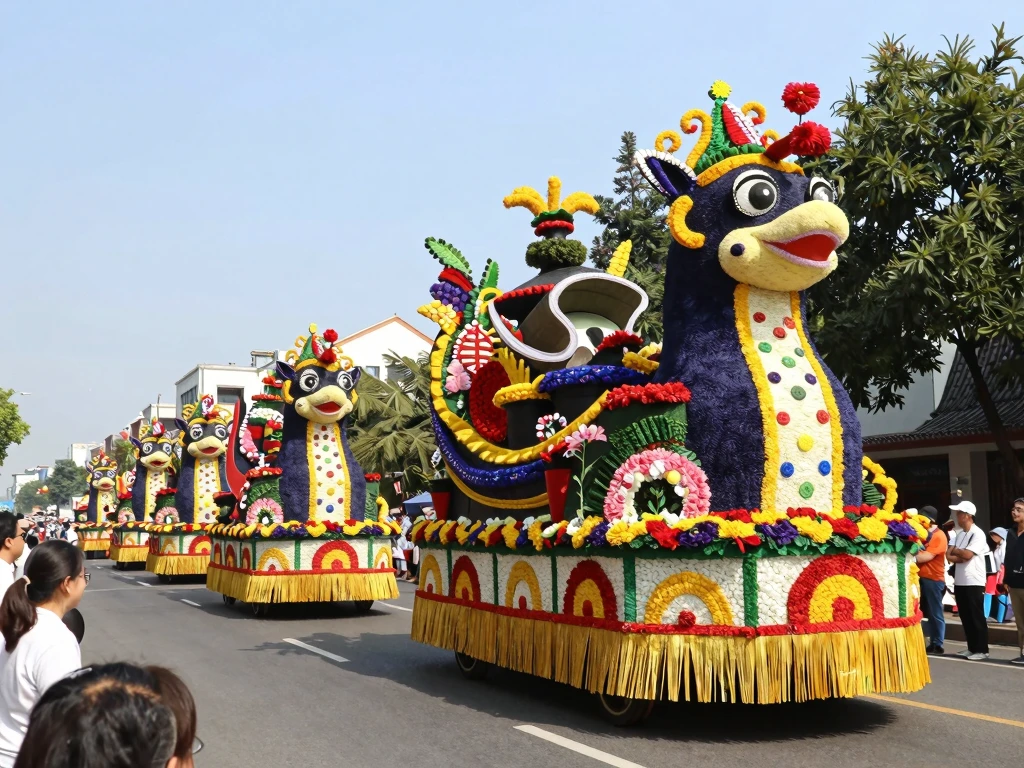 Colorful Floral Parade Floats on City Street during Festive Celebration - Feature Image Jan 12