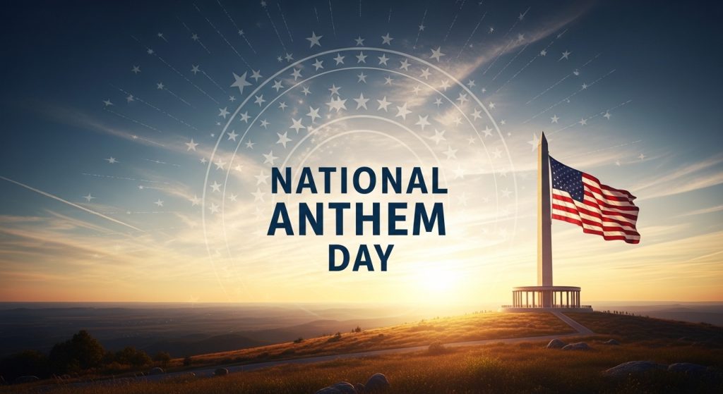 National Anthem Day Celebration with American Flag at Sunset Landscape - Featured Image 132