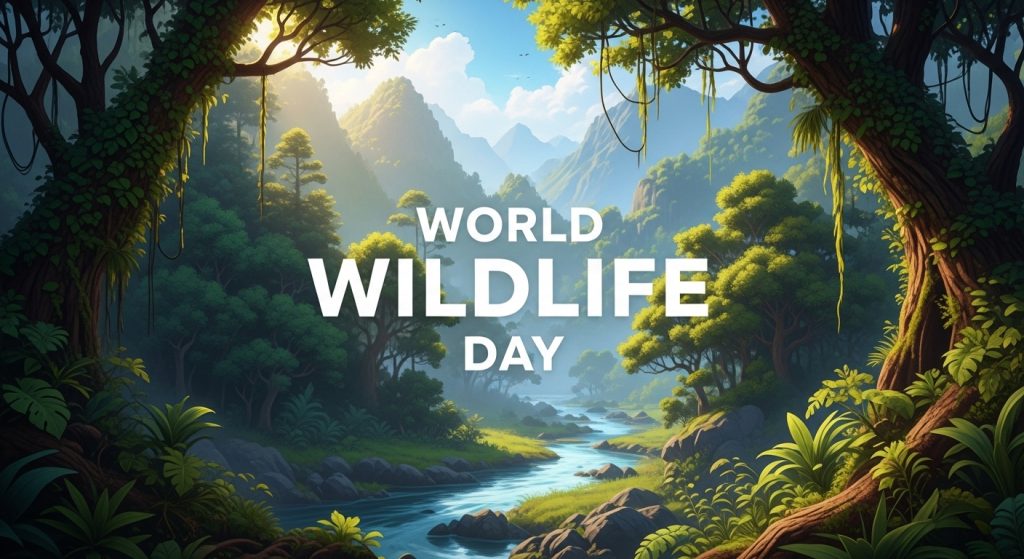 World Wildlife Day Jungle River Landscape Celebration Illustration - Featured Image 140
