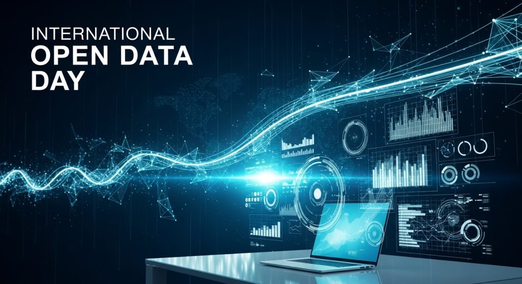International Open Data Day concept with digital network, analytics, and laptop display - Featured Image 161