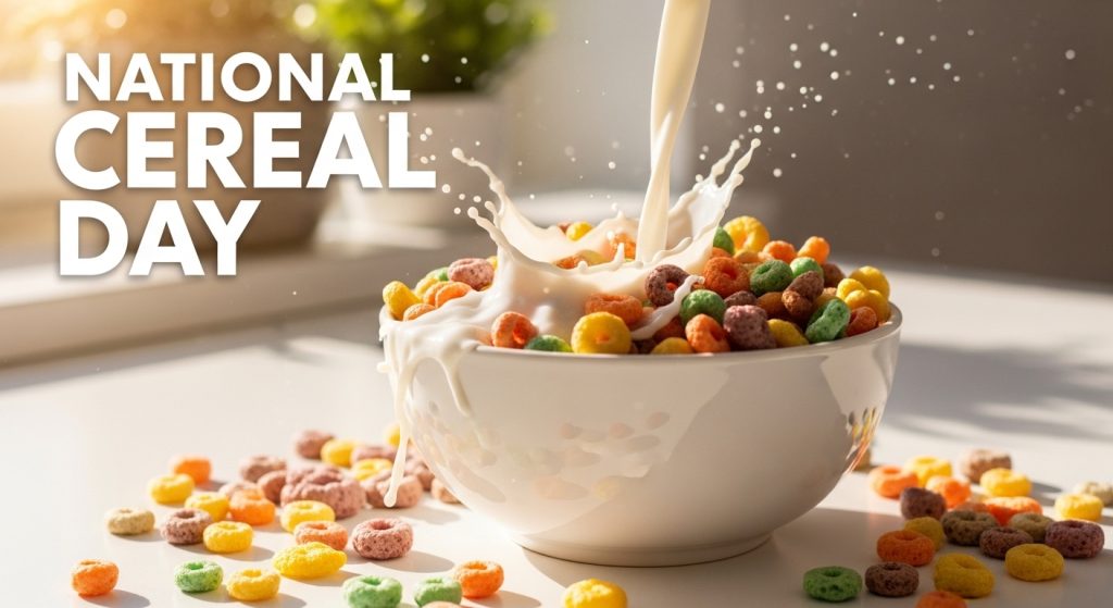 National Cereal Day Celebration with Bright Breakfast Rings and Milk Splash - Featured Image 186