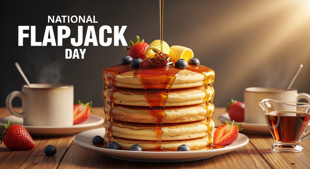 National Flapjack Day: Stack of Pancakes, Syrup Drizzle, Fresh Berries & Butter Curls - Featured Image 187