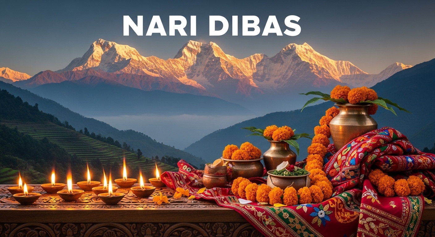 Nari Dibas: Cultural Tribute with Traditional Offerings Against Mountain Vista - Featured Image 196