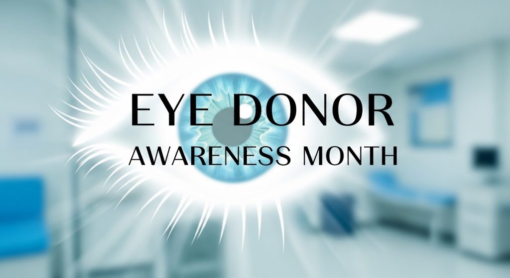 Eye Donor Awareness Month with Blue Eye Symbol on Blurred Medical Background - Featured Image 51