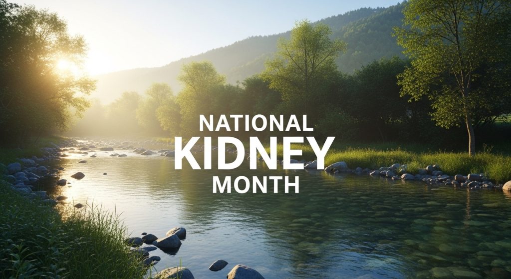 National Kidney Month Banner in Lush Riverside Landscape with Sunlight - Featured Image 74
