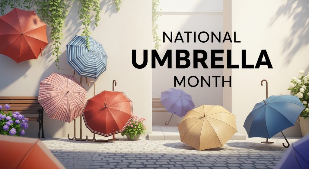 National Umbrella Month Celebration Display with Colorful Parasols and Outdoor Decor - Featured Image 83