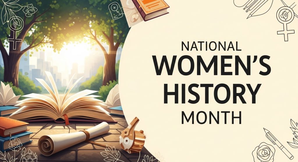 National Women's History Month: Education, Empowerment & Progress. Books & Female Recognition Concept - Featured Image 84