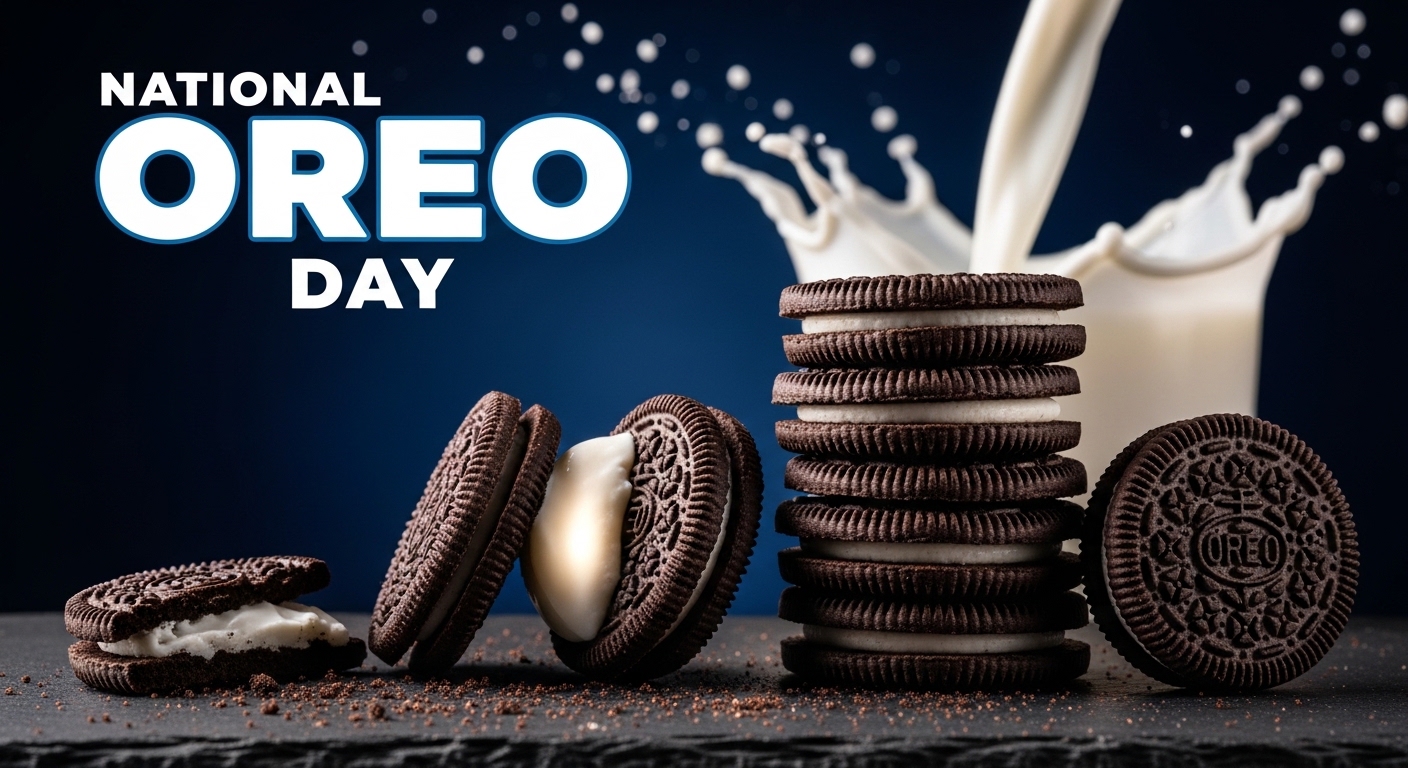 National Oreo Day Celebration: Classic Cookies with Creamy Filling and Dynamic Milk Splash - Featurred Image 176