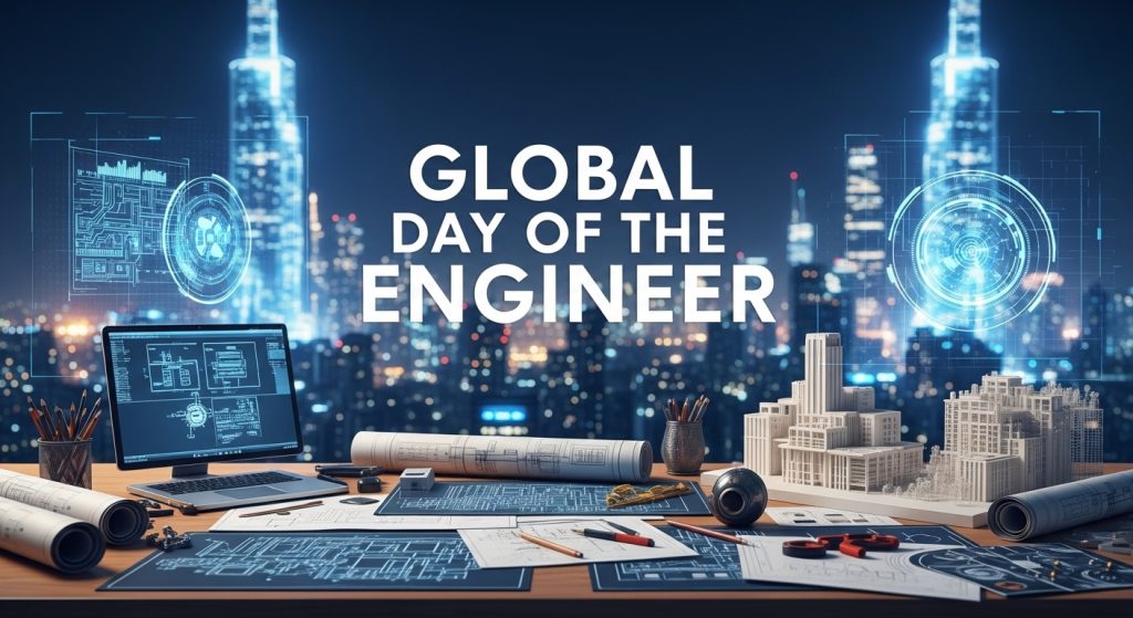 Global Day of the Engineer: Futuristic City Skyline, Blueprint Desk, Tech & Innovation - Featyred Image 144