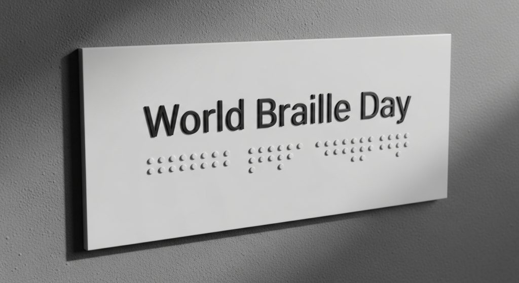 World Braille Day Sign on Wall, Emphasizing Inclusivity and Accessibility - Feature Image Jan 112
