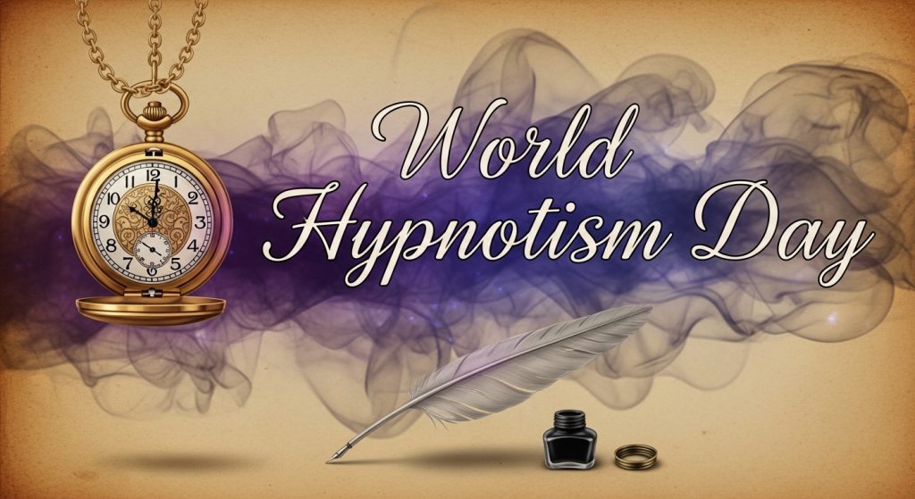 World Hypnotism Day: Classic Pocket Watch, Feather Pen & Ink on Smoky Texture - Feature Image Jan 113