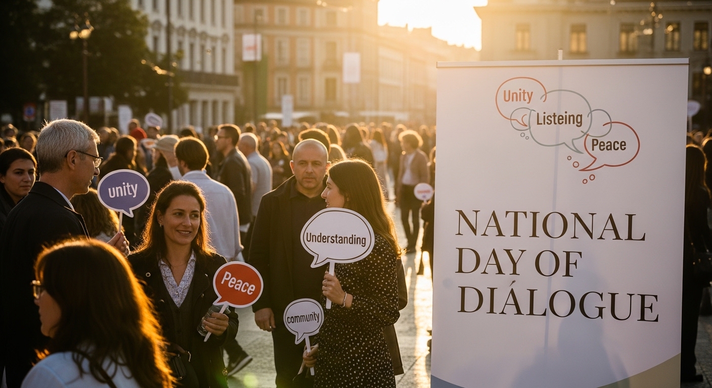 National Day of Dialogue Public Event with People Holding Message Signs at Sunset - Feature Image Jan 117